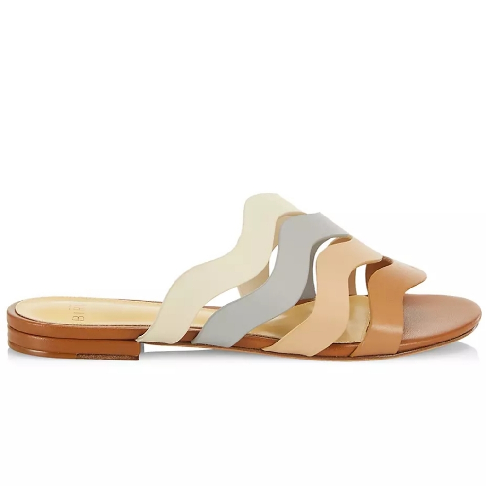 NEW$425 Alexandre Birman Alia Wavy Flat Leather Slip-on Slides Sandals 37 6.5 - Picture 3 of 12
